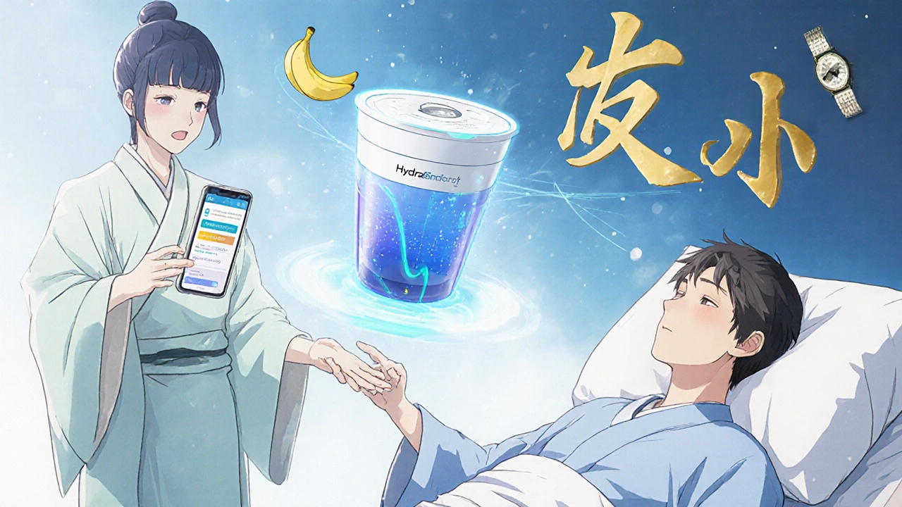 Intelligente Trinkflasche sendet Gesundheitsdaten, Arzt-Spirit führt zu ausgewogener Flüssigkeitszufuhr.