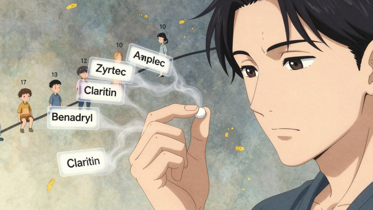 Patient schluckt eine Testtablette, während Antihistaminika in Nebel aufgelöst werden.