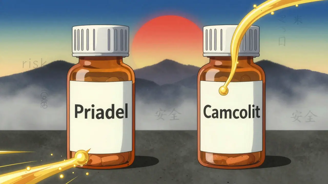 Zwei Lithium-Generika mit unterschiedlichen Freisetzungsströmen, dargestellt als fließende Ionen.