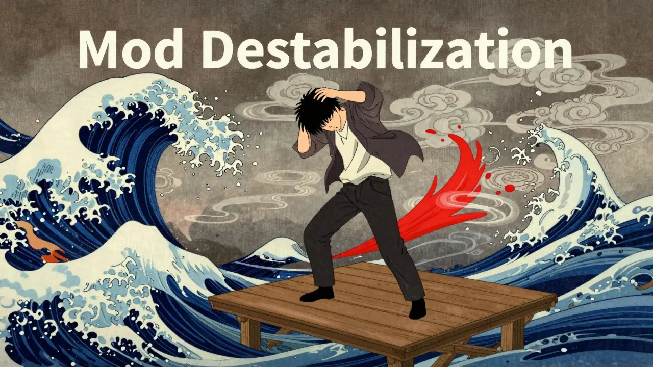 Metaphorische Darstellung der emotionalen Instabilität in einem turbulenten Meer.