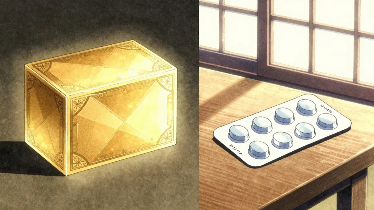 Vergleich von Marken- und Generika-Medikamenten im Anime-Stil