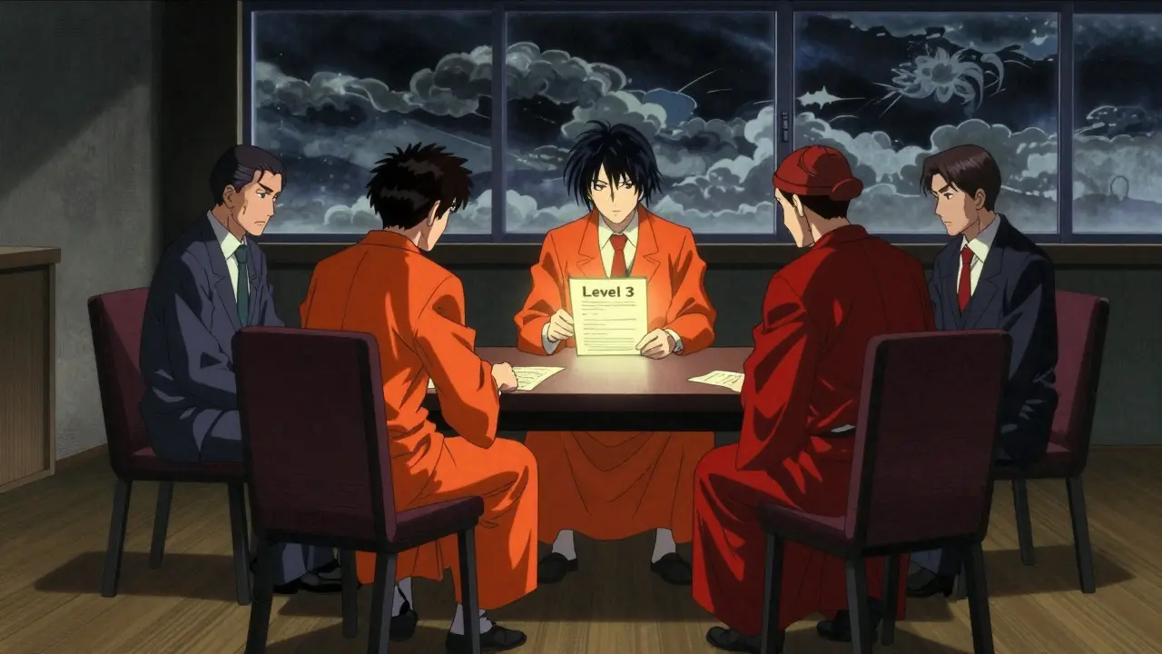 Anime-Stil: Ein Prüfungsausschuss entscheidet über substantielle Änderungen