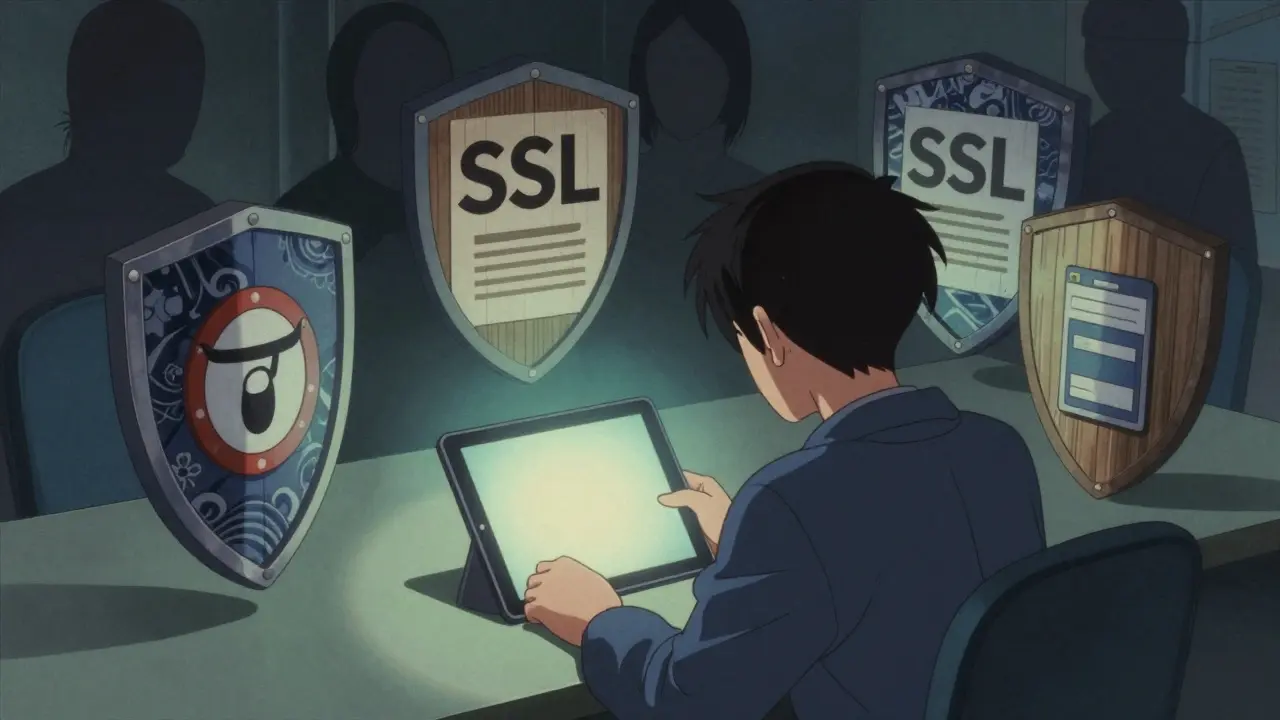 Anime-Stil: Symbolische Darstellung von sicherem Online-Apothekenkauf